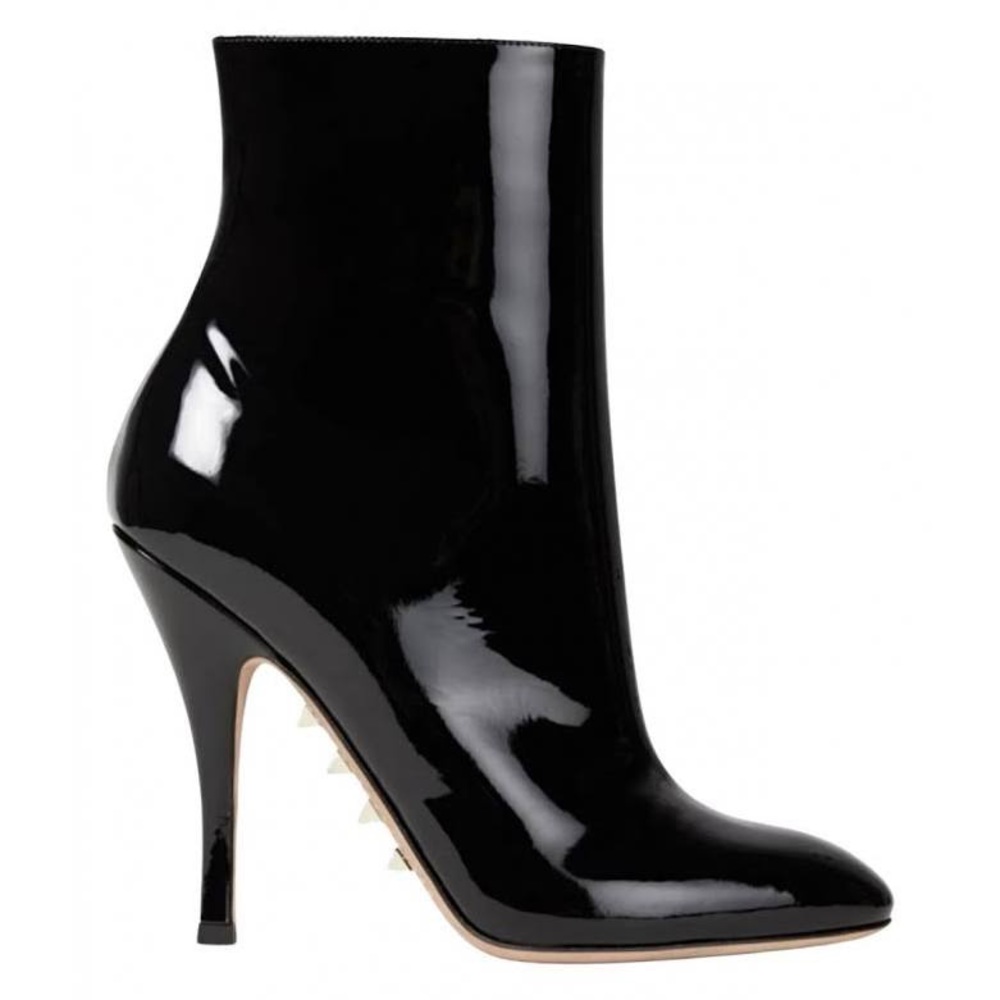 Valentino Garavani Rockstud Black Patent Leather Ankle Boots size 36